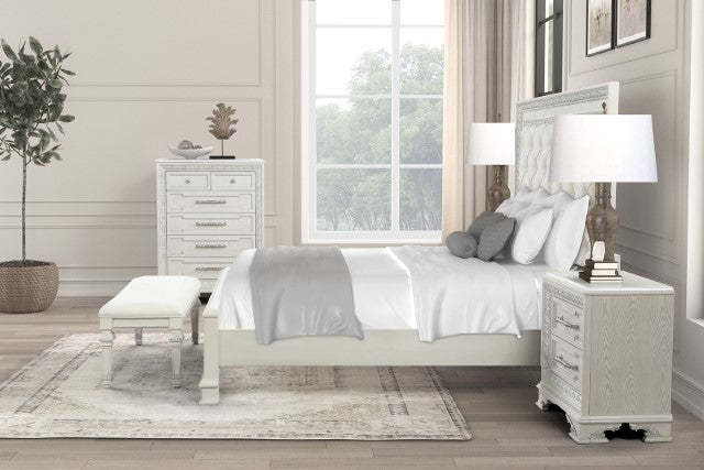 Stella Mia 4 Pc 5 Pc Queen Bedroom Set White & White - My Sweet Home Furniture (Queens, NY)