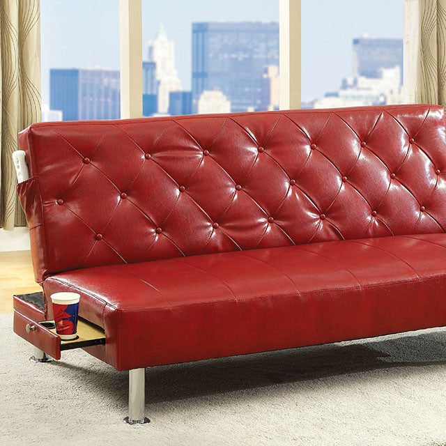 Farel Futon Sofa Red & White - My Sweet Home Furniture (Queens, NY)