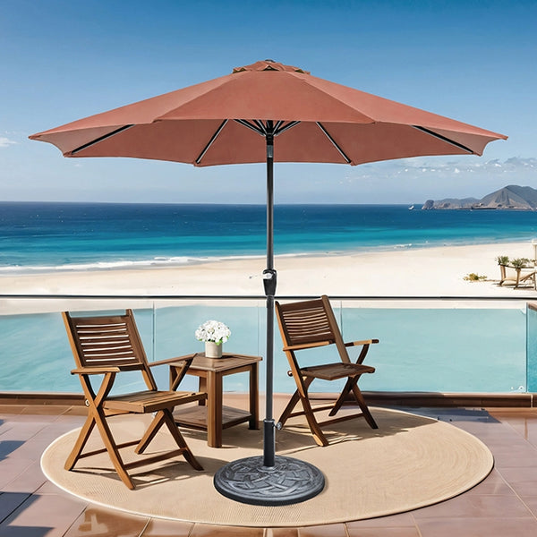 Soli 9' Outdoor Umbrella w/ Auto Tilt + 21" Round Base - My Sweet Home Furniture (Queens, NY)