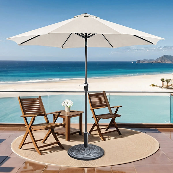 Soli 9' Outdoor Umbrella w/ Auto Tilt + 21" Round Base - My Sweet Home Furniture (Queens, NY)