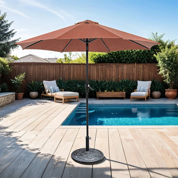 Tano 9' Outdoor Umbrella + 21" Round Base - My Sweet Home Furniture (Queens, NY)