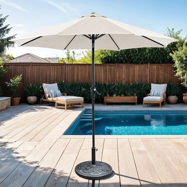 Tano 9' Outdoor Umbrella + 21" Round Base - My Sweet Home Furniture (Queens, NY)