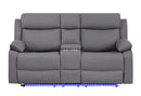 U6026 GREY PU 46A CONSOLE RECLINING LOVESEAT WITH LED AND SPEAKER - My Sweet Home Furniture (Queens, NY)