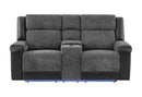 U5915 GREY/BLACK CONSOLE REC LOVESEAT W/IMMERSIVE SOUND & BLUE LED - My Sweet Home Furniture (Queens, NY)