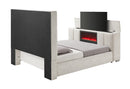 SERENITY CREMA KING BED WITH SPEAKER, TV LIFT AND FIREPLACE - My Sweet Home Furniture (Queens, NY)