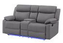 U6026 GREY PU 46A CONSOLE RECLINING LOVESEAT WITH LED AND SPEAKER - My Sweet Home Furniture (Queens, NY)