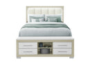 EMMA NATURAL/WHITE QUEEN BED WITH LED AND USB - My Sweet Home Furniture (Queens, NY)