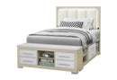 EMMA NATURAL/WHITE FULL BED WITH LED AND USB - My Sweet Home Furniture (Queens, NY)