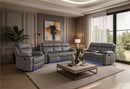 U6026 GREY PU 46A REC SOFA/CONSOLE REC LOVESEAT WITH SPEAKER - My Sweet Home Furniture (Queens, NY)