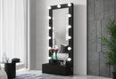 ELLA BLACK NARROW TALL MIRROR WITH DRAWER AND SPEAKER - My Sweet Home Furniture (Queens, NY)