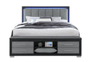 EMMA BLACK/GREY KING BED WITH LED AND USB - My Sweet Home Furniture (Queens, NY)