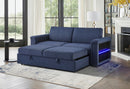 U0211 NAVY PULL OUT SOFA BED WITH LED ACRYLIC SHELVES AND SPEAKERS - My Sweet Home Furniture (Queens, NY)