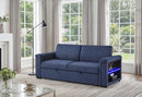 U0211 NAVY PULL OUT SOFA BED WITH LED ACRYLIC SHELVES AND SPEAKERS - My Sweet Home Furniture (Queens, NY)