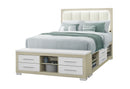 EMMA NATURAL/WHITE QUEEN BED WITH LED AND USB - My Sweet Home Furniture (Queens, NY)