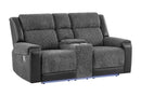 U5915 GREY/BLACK CONSOLE REC LOVESEAT W/IMMERSIVE SOUND & BLUE LED - My Sweet Home Furniture (Queens, NY)