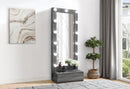 LEXI GREY TALL MIRROR WITH DRAWER AND SPEAKERS - My Sweet Home Furniture (Queens, NY)