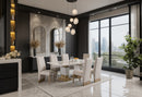 D12 DINING TABLE NATURAL+ 8 D12 DINING CHAIR BEIGE NATURAL - My Sweet Home Furniture (Queens, NY)