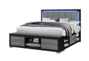 EMMA BLACK/GREY KING BED WITH LED AND USB - My Sweet Home Furniture (Queens, NY)
