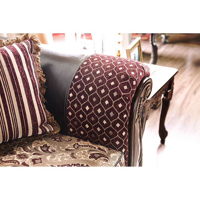 Quirino Burgundy/Dark Brown Sofa - My Sweet Home Furniture (Queens, NY)