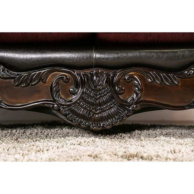 Quirino Burgundy/Dark Brown Sofa - My Sweet Home Furniture (Queens, NY)